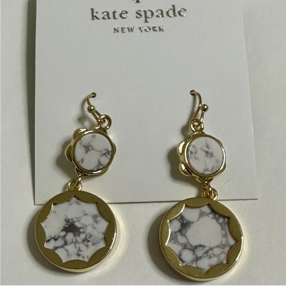 Kate Spade Gold and White Marble Earrings - Picture 5 of 5